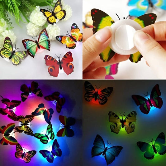 Decorative(LED Pack of 8 )Self Adhesive Butterfly Blink Light (Mix/Random Color/Design)