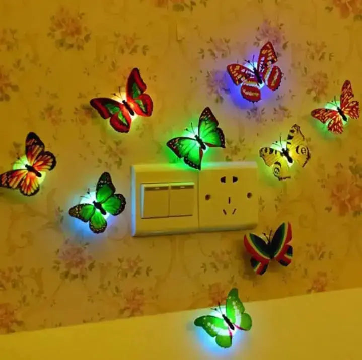 Decorative(LED Pack of 8 )Self Adhesive Butterfly Blink Light (Mix/Random Color/Design) Coldzzz